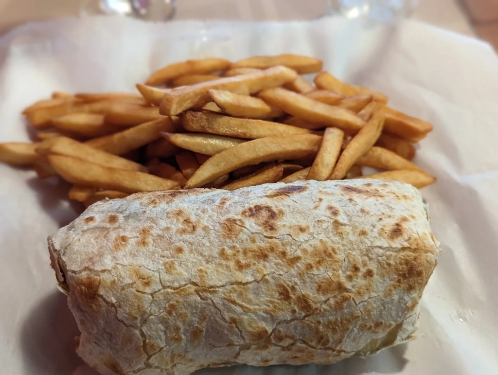 Toasted wrap with french fries